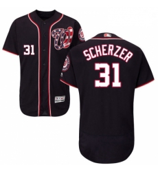 Mens Majestic Washington Nationals 31 Max Scherzer Navy Blue Alternate Flex Base Authentic Collection MLB Jersey