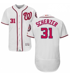 Mens Majestic Washington Nationals 31 Max Scherzer White Home Flex Base Authentic Collection MLB Jersey