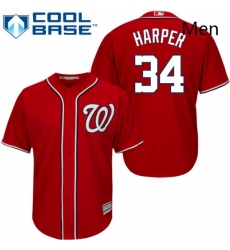 Mens Majestic Washington Nationals 34 Bryce Harper Replica Red Alternate 1 Cool Base MLB Jersey