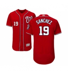 Mens Washington Nationals 19 Anibal Sanchez Red Alternate Flex Base Authentic Collection Baseball Jersey