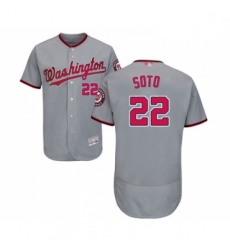 Mens Washington Nationals 22 Juan Soto Grey Road Flex Base Authentic Collection Baseball Jersey