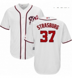 Youth Majestic Washington Nationals 37 Stephen Strasburg Replica White Home Cool Base MLB Jersey