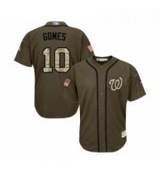 Youth Washington Nationals 10 Yan Gomes Authentic Green Salute to Service Baseball Jersey 