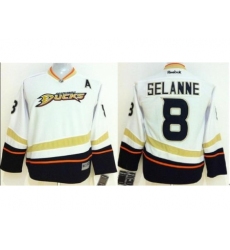 Anaheim Ducks 8 Teemu Selanne White NHL Hockey Jerseys