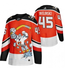 Men Anaheim Ducks 45 Andy Welinski Red Adidas 2020 21 Reverse Retro Alternate NHL Jersey