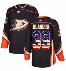 Mens Adidas Anaheim Ducks 39 Joseph Blandisi Authentic Black USA Flag Fashion NHL Jersey 