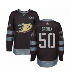 Mens Adidas Anaheim Ducks 50 Benoit Olivier Groulx Authentic Black 1917 2017 100th Anniversary NHL Jersey 