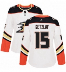 Womens Adidas Anaheim Ducks 15 Ryan Getzlaf Authentic White Away NHL Jersey 