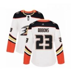 Womens Adidas Anaheim Ducks 23 Brian Gibbons Authentic White Away NHL Jersey 