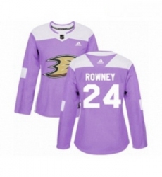 Womens Adidas Anaheim Ducks 24 Carter Rowney Authentic Purple Fights Cancer Practice NHL Jersey 