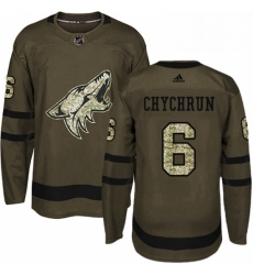 Mens Adidas Arizona Coyotes 6 Jakob Chychrun Premier Green Salute to Service NHL Jersey 