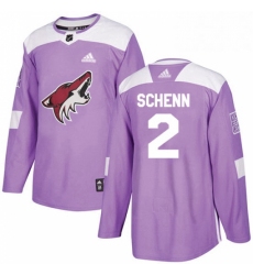 Youth Adidas Arizona Coyotes 2 Luke Schenn Authentic Purple Fights Cancer Practice NHL Jersey 