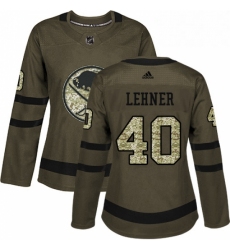 Womens Adidas Buffalo Sabres 40 Robin Lehner Authentic Green Salute to Service NHL Jersey 