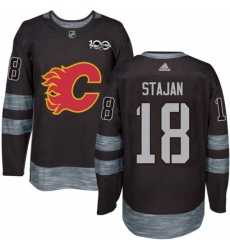 Mens Adidas Calgary Flames 18 Matt Stajan Authentic Black 1917 2017 100th Anniversary NHL Jersey 