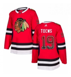 Mens Adidas Chicago Blackhawks 19 Jonathan Toews Authentic Red Drift Fashion NHL Jersey 