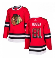 Mens Adidas Chicago Blackhawks 81 Marian Hossa Authentic Red Drift Fashion NHL Jersey 