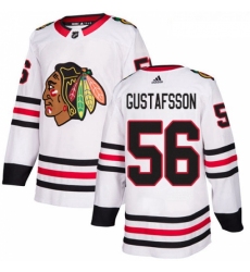 Womens Adidas Chicago Blackhawks 56 Erik Gustafsson Authentic White Away NHL Jersey 