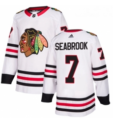 Womens Adidas Chicago Blackhawks 7 Brent Seabrook Authentic White Away NHL Jersey 