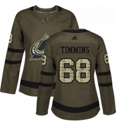 Womens Adidas Colorado Avalanche 68 Conor Timmins Authentic Green Salute to Service NHL Jersey 