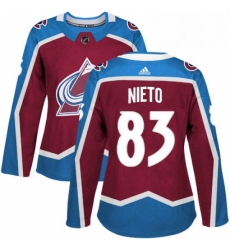 Womens Adidas Colorado Avalanche 83 Matt Nieto Authentic Burgundy Red Home NHL Jersey 