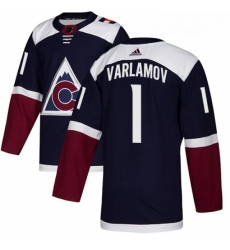 Youth Adidas Colorado Avalanche 1 Semyon Varlamov Authentic Navy Blue Alternate NHL Jersey 