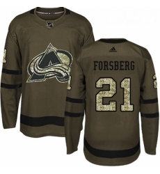 Youth Adidas Colorado Avalanche 21 Peter Forsberg Premier Green Salute to Service NHL Jersey 