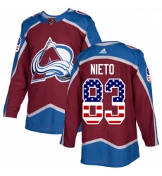 Youth Adidas Colorado Avalanche 83 Matt Nieto Authentic Burgundy Red USA Flag Fashion NHL Jersey 