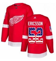 Mens Adidas Detroit Red Wings 52 Jonathan Ericsson Authentic Red USA Flag Fashion NHL Jersey 