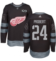 Red Wings #24 Bob Probert Black 1917 2017 100th Anniversary Stitched NHL Jersey