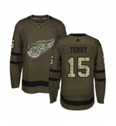 Youth Adidas Detroit Red Wings 15 Chris Terry Premier Green Salute to Service NHL Jersey 