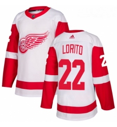 Youth Adidas Detroit Red Wings 22 Matthew Lorito Authentic White Away NHL Jersey 