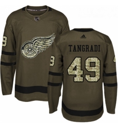 Youth Adidas Detroit Red Wings 49 Eric Tangradi Premier Green Salute to Service NHL Jersey 