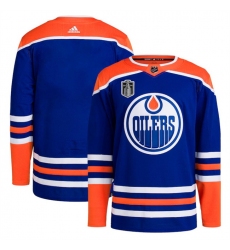 Men Edmonton Oilers Blank Royal 2024 Stanley Cup Final Patch Stitched Jersey