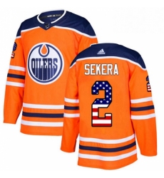 Mens Adidas Edmonton Oilers 2 Andrej Sekera Authentic Orange USA Flag Fashion NHL Jersey 