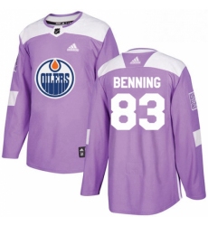 Mens Adidas Edmonton Oilers 83 Matt Benning Authentic Purple Fights Cancer Practice NHL Jersey 