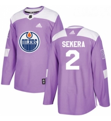 Youth Adidas Edmonton Oilers 2 Andrej Sekera Authentic Purple Fights Cancer Practice NHL Jersey 