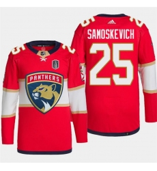 Men Florida Panthers 25 Mackie Samoskevich Red 2024 Stanley Cup Final Patch Stitched Jersey