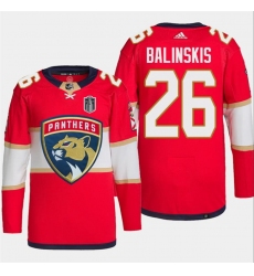 Men Florida Panthers 26 Uvis Balinskis Red 2024 Stanley Cup Final Patch Stitched Jersey