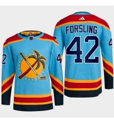 Men Florida Panthers 42 Gustav Forsling Blue 2022 23 Reverse Retro Stitched Jersey