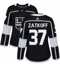 Womens Adidas Los Angeles Kings 37 Jeff Zatkoff Authentic Black Home NHL Jersey 