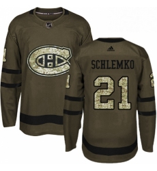 Mens Adidas Montreal Canadiens 21 David Schlemko Authentic Green Salute to Service NHL Jersey 