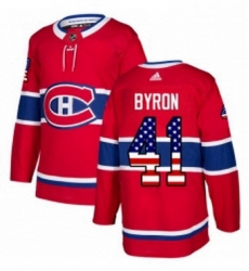 Mens Adidas Montreal Canadiens 41 Paul Byron Authentic Red USA Flag Fashion NHL Jersey 