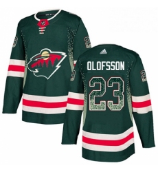 Mens Adidas Minnesota Wild 23 Gustav Olofsson Authentic Green Drift Fashion NHL Jersey 