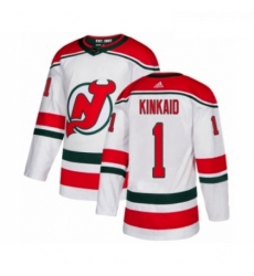 Youth Adidas New Jersey Devils 1 Keith Kinkaid Authentic White Alternate NHL Jersey 