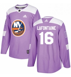 Mens Adidas New York Islanders 16 Pat LaFontaine Authentic Purple Fights Cancer Practice NHL Jersey 