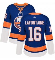 Womens Adidas New York Islanders 16 Pat LaFontaine Premier Royal Blue Home NHL Jersey 