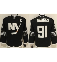 Islanders #91 John Tavares Black Alternate Stitched Youth NHL Jersey II