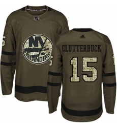 Youth Adidas New York Islanders 15 Cal Clutterbuck Premier Green Salute to Service NHL Jersey 