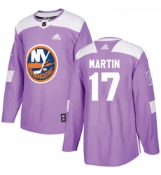 Youth Adidas New York Islanders 17 Matt Martin Authentic Purple Fights Cancer Practice NHL Jersey 