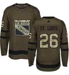 Youth Adidas New York Rangers 26 Martin St Louis Premier Green Salute to Service NHL Jersey 